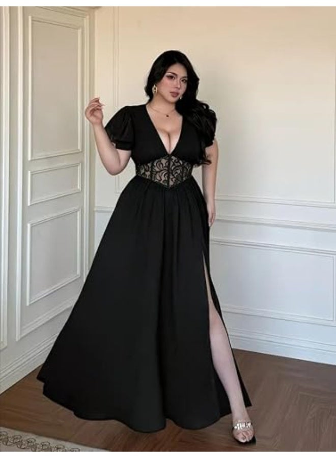 Women's Black Summer Dress with a New Design – Elegant Lace and Cinched Waist Providing an Attractive and Comfortable Look for Daily Outfits and Occasions with High Quality - Image 2