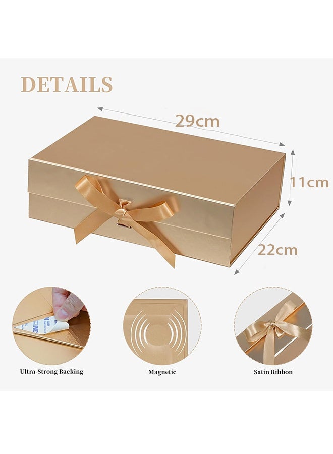 صندوق هدية مع المغناطيسي ، 2PCS صندوق هدية كبير مع الشريط ، صناديق هدية قابلة للطي للهدايا مع الغطاء ، مناسبة للمهرجان ،  ، الذكرى السنوية ، إلخ (29 * 22 * 10.5 سم ، الذهب) - Image 3