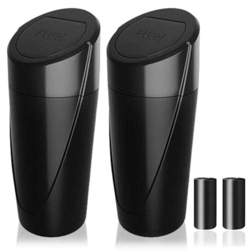 Car Trash Can Bin with Lid - 2 Packs Car Garbage Can Cup Holder - Mini Leakproof Vehicle Trash Garbage Can Bin with 40pcs Trash Bags-Car Organizers and Storage for Front Back Seat Accessories - Image 1