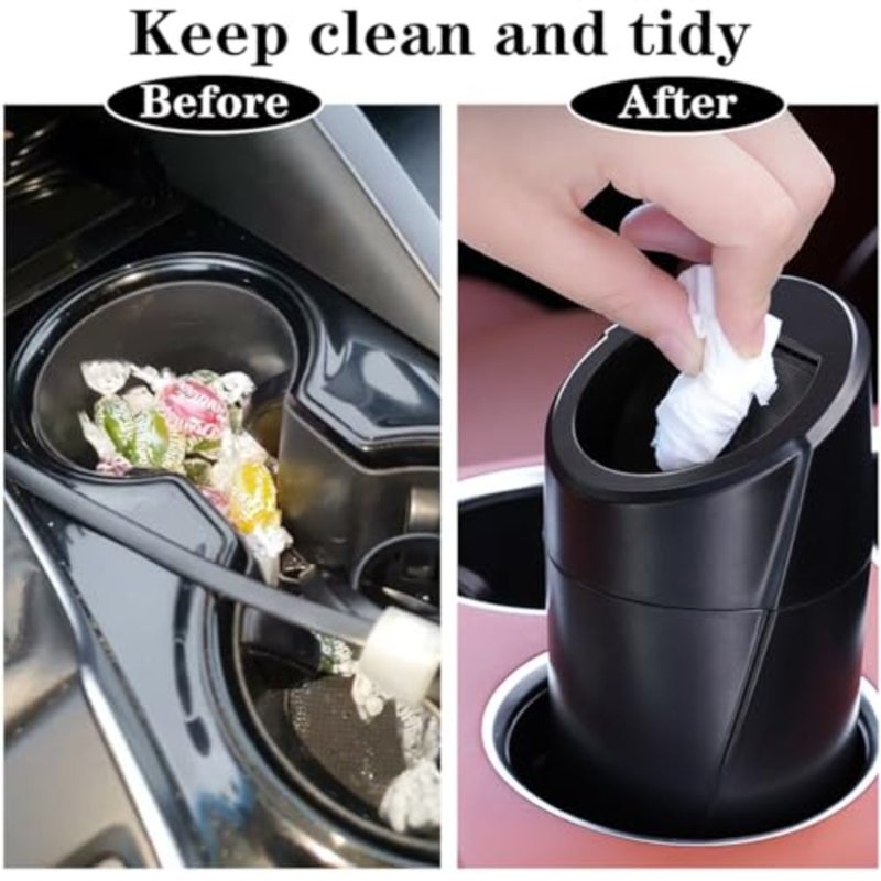 Car Trash Can Bin with Lid - 2 Packs Car Garbage Can Cup Holder - Mini Leakproof Vehicle Trash Garbage Can Bin with 40pcs Trash Bags-Car Organizers and Storage for Front Back Seat Accessories - Image 2