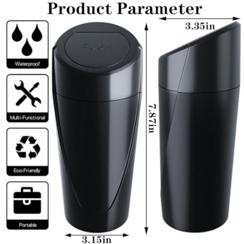Car Trash Can Bin with Lid - 2 Packs Car Garbage Can Cup Holder - Mini Leakproof Vehicle Trash Garbage Can Bin with 40pcs Trash Bags-Car Organizers and Storage for Front Back Seat Accessories - Image 4