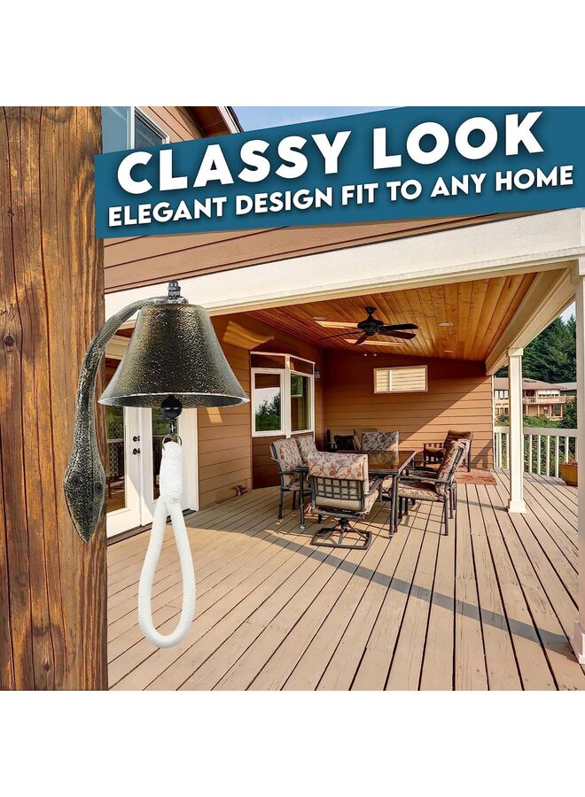 Dinner Bell for Outside or Inside Made of Red Copper Hanging Bell, Cast Iron Outdoor Bell to Wall Mounted Surfaces for Church, Home, and School Bell/Large - Image 4