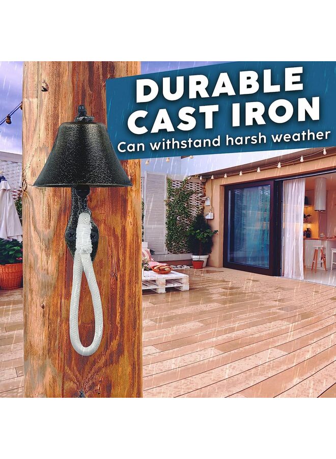 Dinner Bell for Outside or Inside Made of Red Copper Hanging Bell, Cast Iron Outdoor Bell to Wall Mounted Surfaces for Church, Home, and School Bell/Large - Image 2