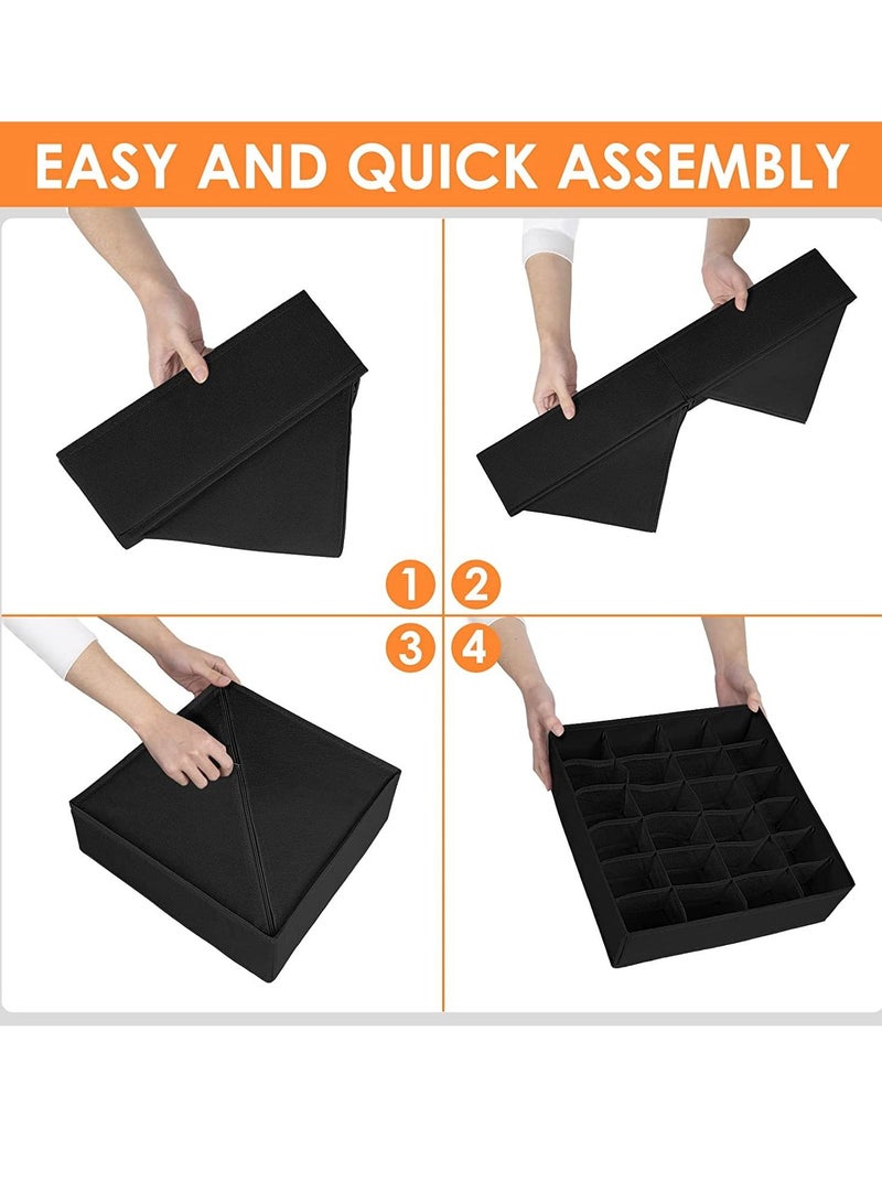 6 Pack Sock Underwear Drawer Organizer Dividers 58 Cell Foldable Fabric Dresser Closet Organizers and Storage Bins for Clothing Baby Clothes Bra Panty Scarf Ties