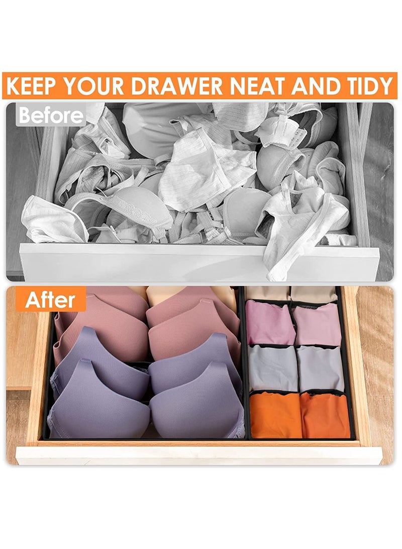 6 Pack Sock Underwear Drawer Organizer Dividers 58 Cell Foldable Fabric Dresser Closet Organizers and Storage Bins for Clothing Baby Clothes Bra Panty Scarf Ties - Image 2