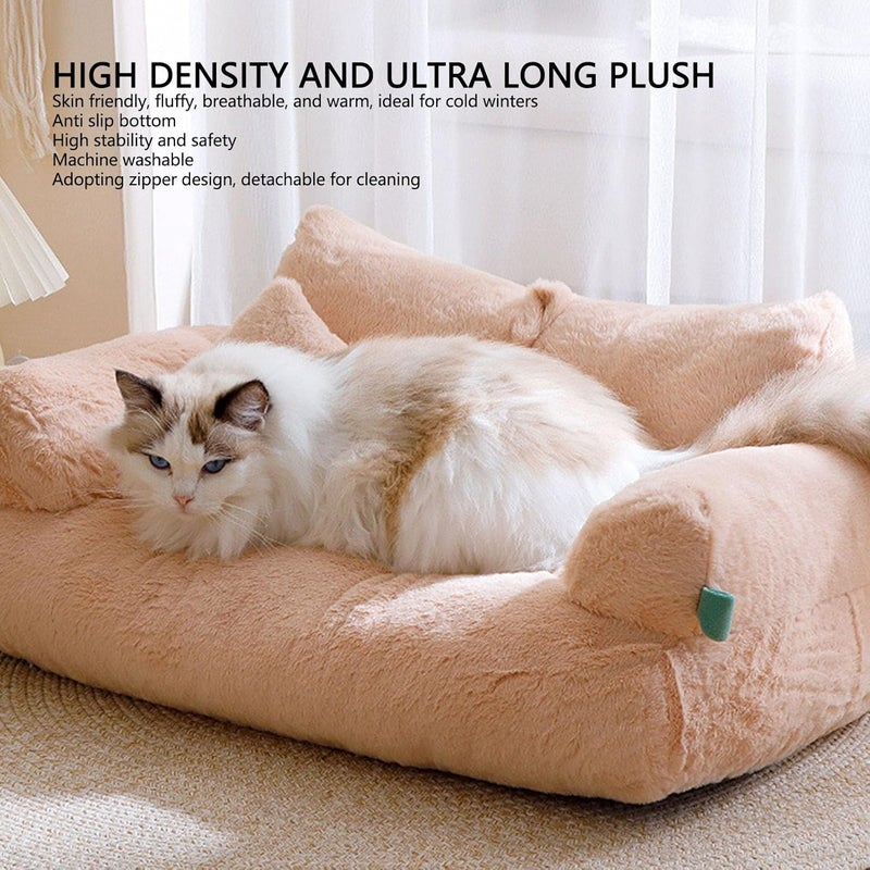 Pet Sofa Bed, Cat and Dog Couch Bed with Removable Washable Cover, Soft Plush Warm Pet Furniture with Anti Skid Bottom for Small Pets (M) - Image 4