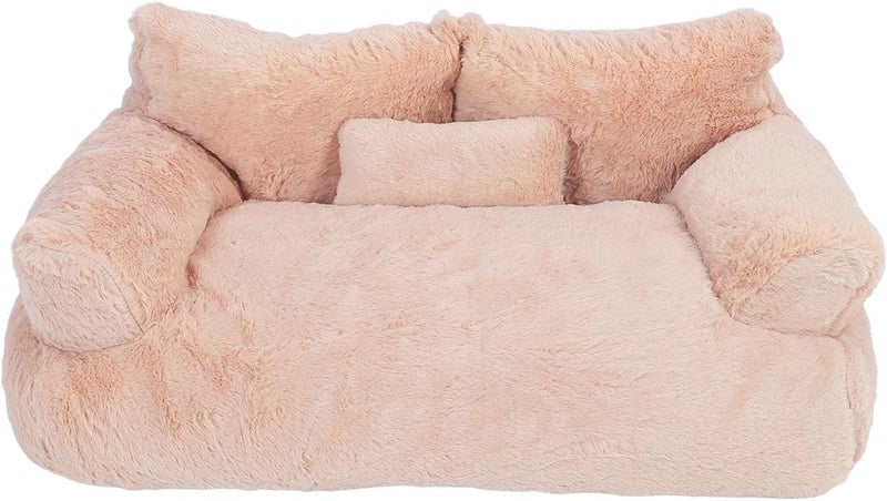 Pet Sofa Bed, Cat and Dog Couch Bed with Removable Washable Cover, Soft Plush Warm Pet Furniture with Anti Skid Bottom for Small Pets (M) - Image 1