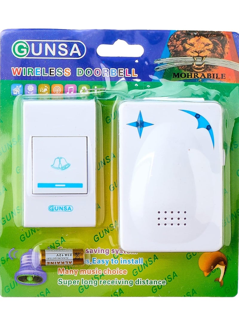 جرس باب لاسلكي - لون ابيض وازرق