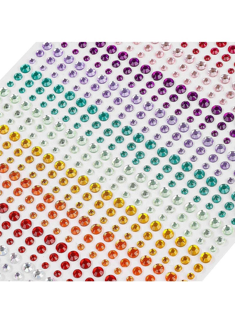 Captaintech Gem Stickers Rhinestone Self Adhesive Jewels Sticker for Face Eyes Nails Kids DIY Craft Cards Embellishment Diamond Decorations 15 Colors 3 Sizes 900PCS - Image 1