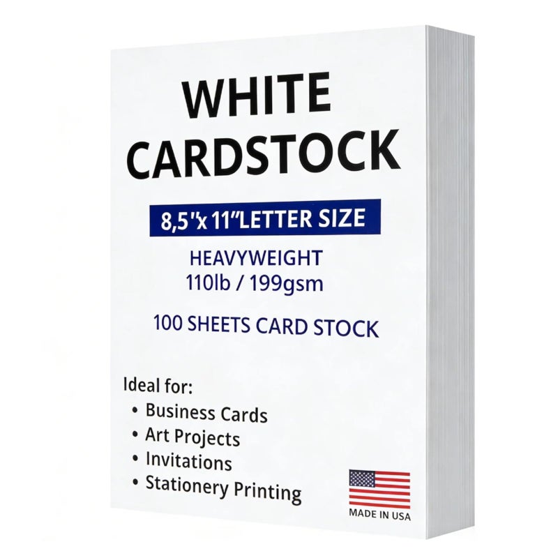WritePads Veritas White Cardstock 8.5 x 11â€, 110LB/199GSM Heavyweight Card Stock, 100 Sheets, Thick Cardstock Printer Paper for Copy, Printing, Art Projects, Invitations, Made In USA - Image 1