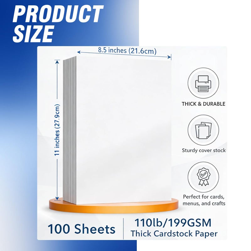 WritePads Veritas White Cardstock 8.5 x 11â€, 110LB/199GSM Heavyweight Card Stock, 100 Sheets, Thick Cardstock Printer Paper for Copy, Printing, Art Projects, Invitations, Made In USA - Image 2