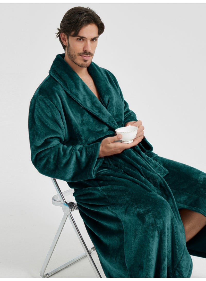 Nakhl Men‘s Fleece Robe, Soft Plush Robe for Men, Fluffy Bathrobe with Belt &2 Pockets，for Bath Shower Spa - Image 1