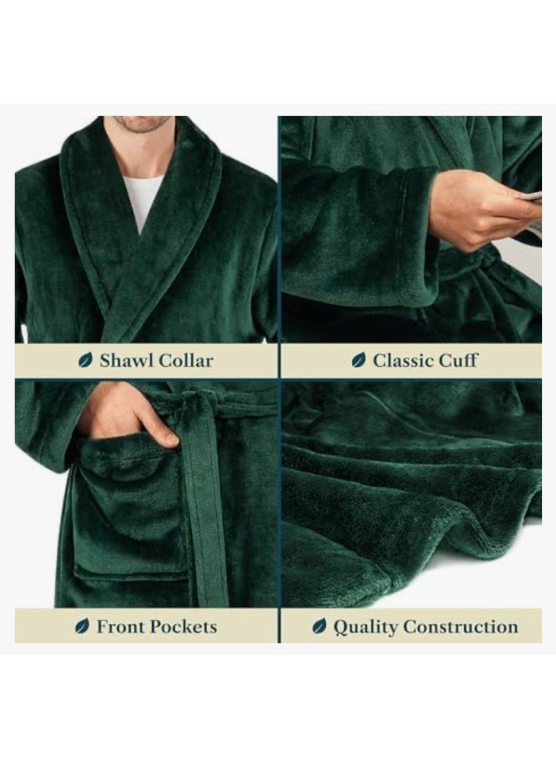 Nakhl Men‘s Fleece Robe, Soft Plush Robe for Men, Fluffy Bathrobe with Belt &2 Pockets，for Bath Shower Spa - Image 4