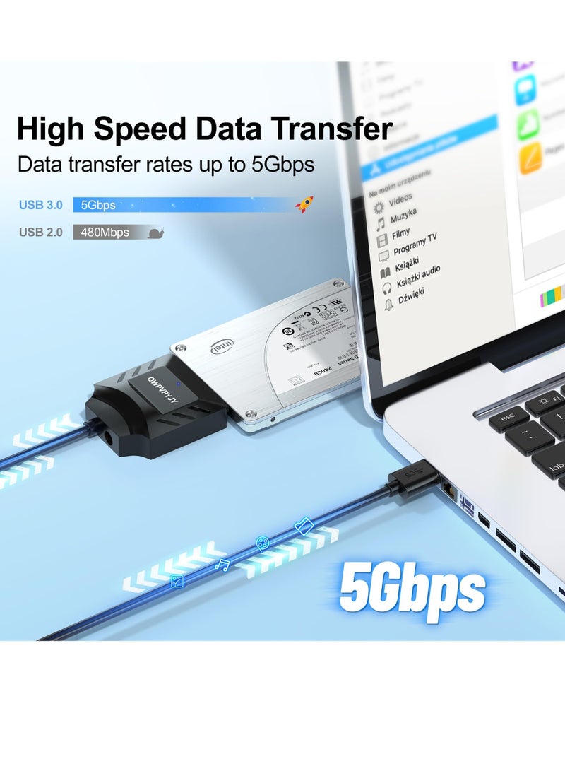 Excefore SATA to USB Adapter, USB 3.0 Hard Drive to USB Adapter for 2.5 Inch HDD/SSD, USB to Sata Adapter, External Hard Drive Reader, (No Power Supply) - Image 5