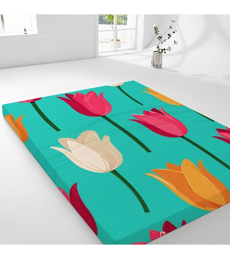غطاء فراش مطبوع رقميًا، مقاس 80×190 سم × 3.4 سم / 31.5×74.8 بوصة، بتصميم مرن يناسب جميع أنواع الأسرة. - Image 3