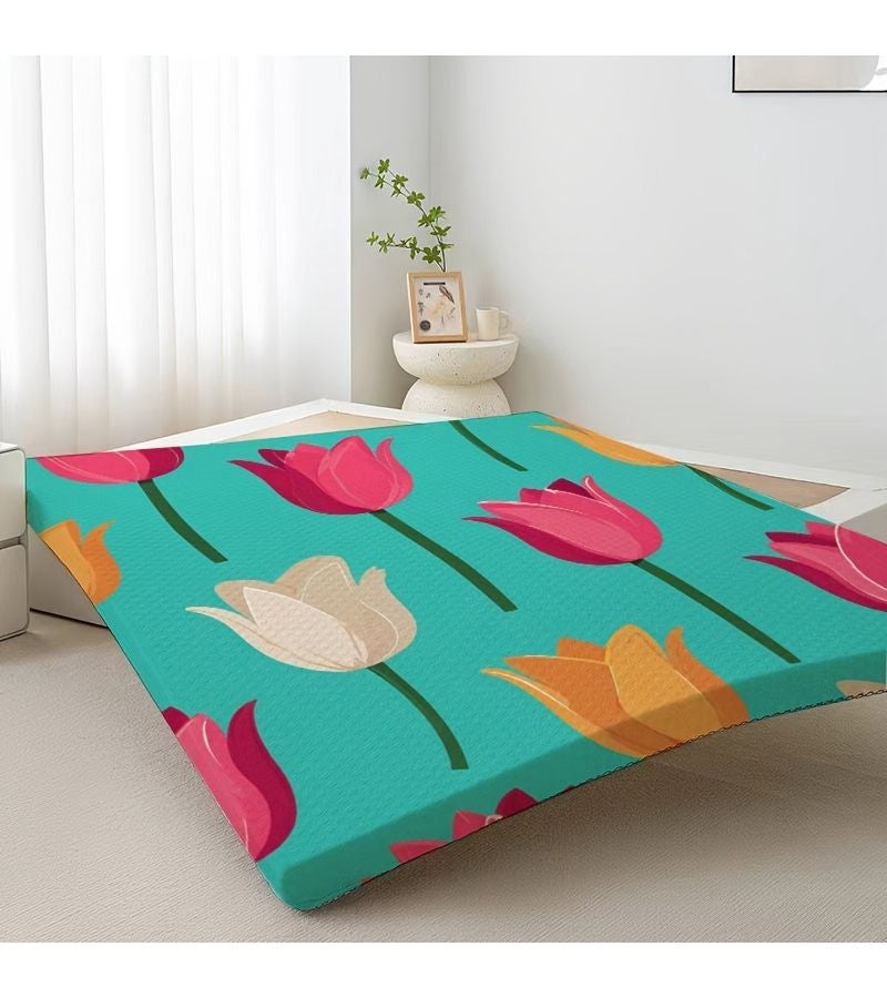 غطاء فراش مطبوع رقميًا، مقاس 80×190 سم × 3.4 سم / 31.5×74.8 بوصة، بتصميم مرن يناسب جميع أنواع الأسرة. - Image 1