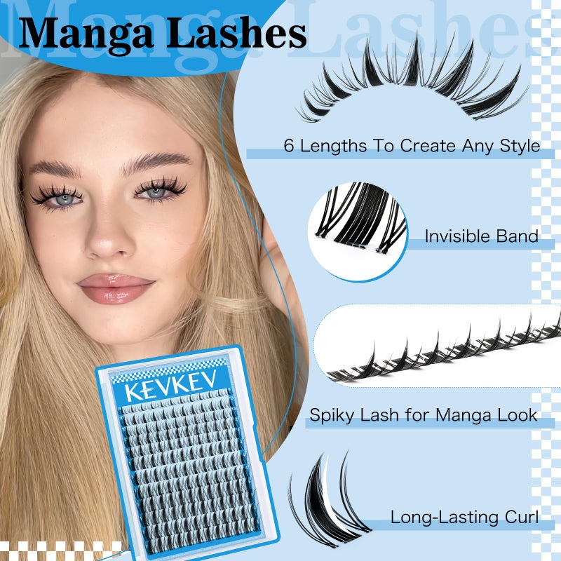 KevKev Manga Lash Clusters Kit 10-18mix Spiky Fairy Lash Clusters Kit Ultra-Thin Band Manga Lashes Eyelash Clusters Kit With Lash Bond And Seal DIY at Home(Fairy03 Kit) - Image 3