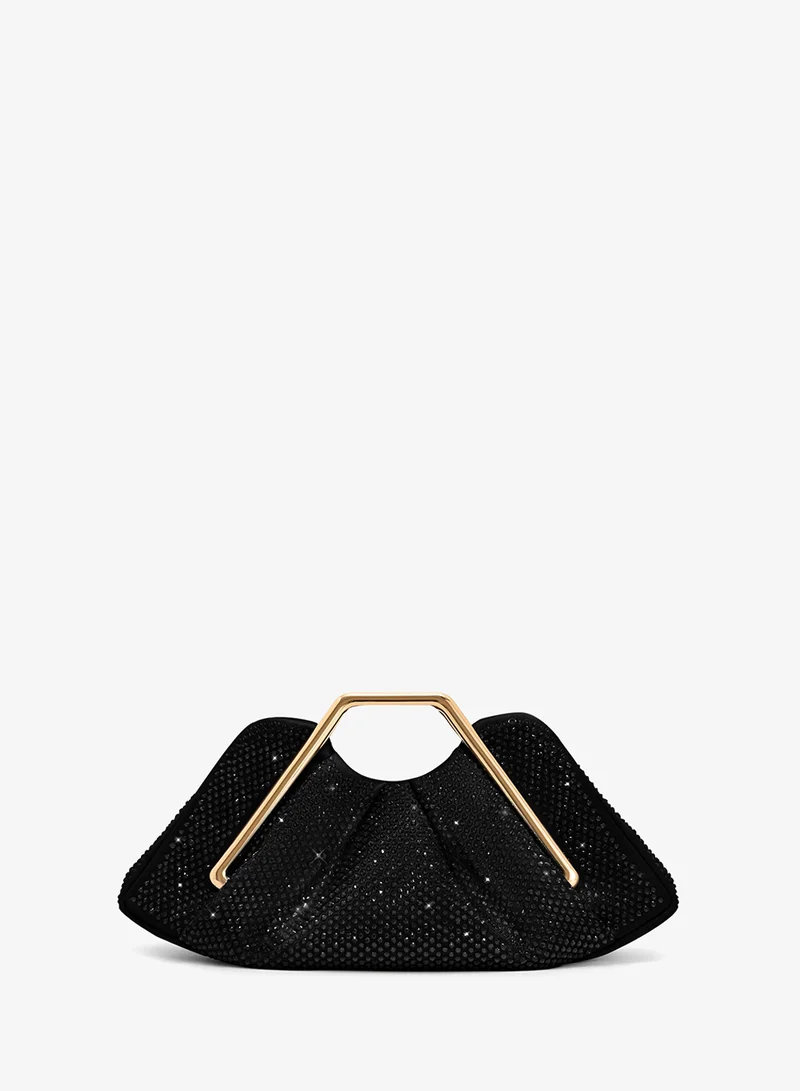 Lila Artificial Crystal Metal Frame Clutch