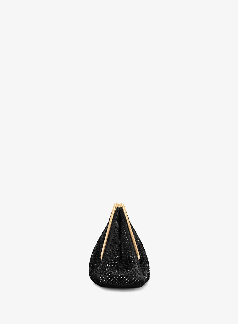 Jw Pei Black Lila Artificial Crystal Metal Frame Clutch for Women | Best Price UAE