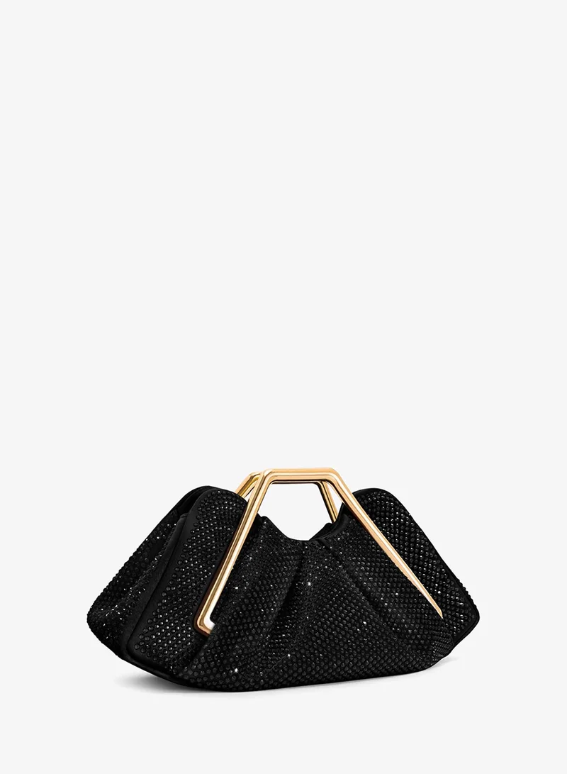 Jw Pei Black Lila Artificial Crystal Metal Frame Clutch for Women | Best Price UAE