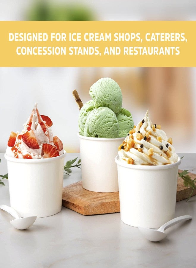 Promora 12oz Paper Ice Cream Cups Disposable 50 Count + Spoons, Bowls for Hot Soup/Dessert with Spoons, Perfect for Hot & Cold Food, Disposable Soup Bowls, Ice Cream Bowls, Frozen Yogurt (White 12oz) - Image 4