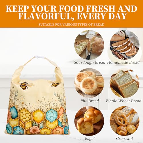 Ronxzas Beeswax Bread Bags for Homemade Sourdough, 2 Pack Reusable Natural Cotton Large Bees Wax Bag Food Storage Bags to Keep Fresh - Image 4