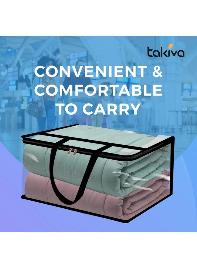 TAKIVA TAKIVA Pack of 6 Clear Transparent Clothes Storage Bags | Plastic Blanket Storage Bags, Saree Covers with zip | Saree Organizer for Wardrobe | Transparent Storage Bag for Blenket, Clothes, comforters - Image 5