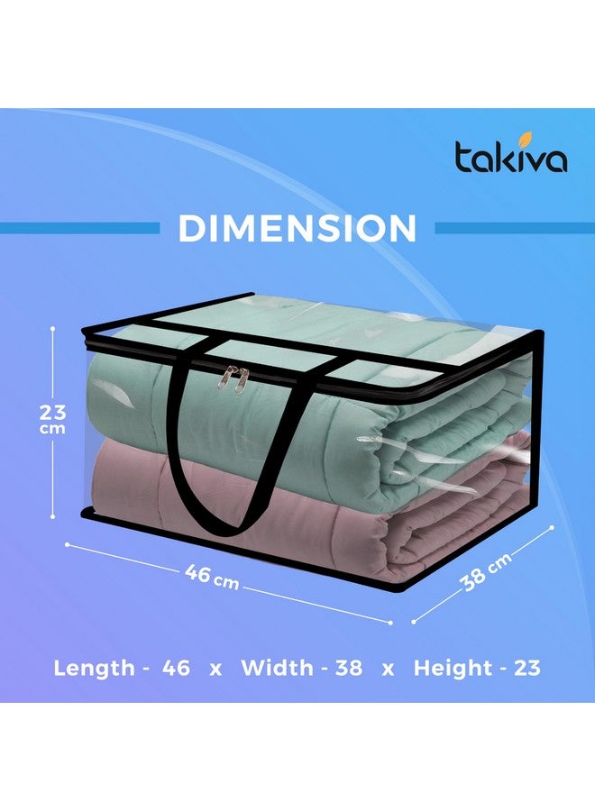 TAKIVA TAKIVA Pack of 6 Clear Transparent Clothes Storage Bags | Plastic Blanket Storage Bags, Saree Covers with zip | Saree Organizer for Wardrobe | Transparent Storage Bag for Blenket, Clothes, comforters - Image 2