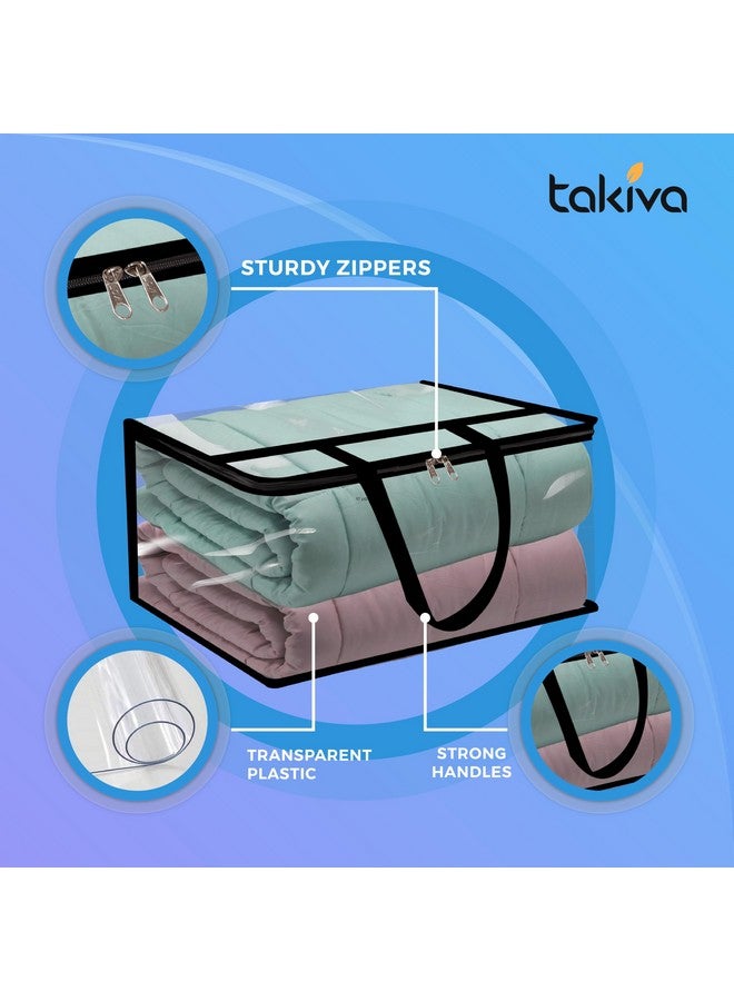 TAKIVA TAKIVA Pack of 6 Clear Transparent Clothes Storage Bags | Plastic Blanket Storage Bags, Saree Covers with zip | Saree Organizer for Wardrobe | Transparent Storage Bag for Blenket, Clothes, comforters - Image 3
