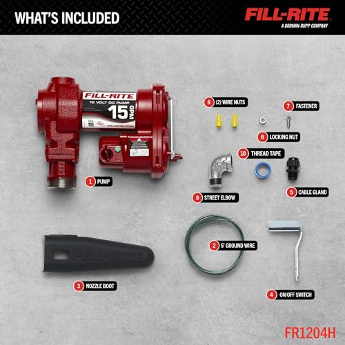 FILL RITE مضخة نقل الوقود Fill-Rite FR1204H 12 فولت 15 جالون في الدقيقة (نموذج مضخة فقط) | بنزين، ديزل، كيروسين، خلطات إيثانول، خلطات ميثانول، وبيوديزيل - Image 3