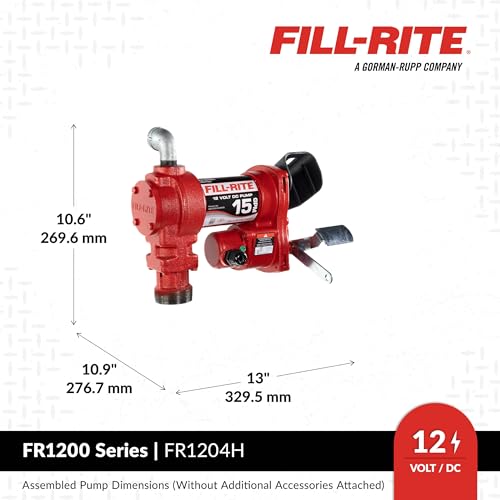 FILL RITE مضخة نقل الوقود Fill-Rite FR1204H 12 فولت 15 جالون في الدقيقة (نموذج مضخة فقط) | بنزين، ديزل، كيروسين، خلطات إيثانول، خلطات ميثانول، وبيوديزيل - Image 4
