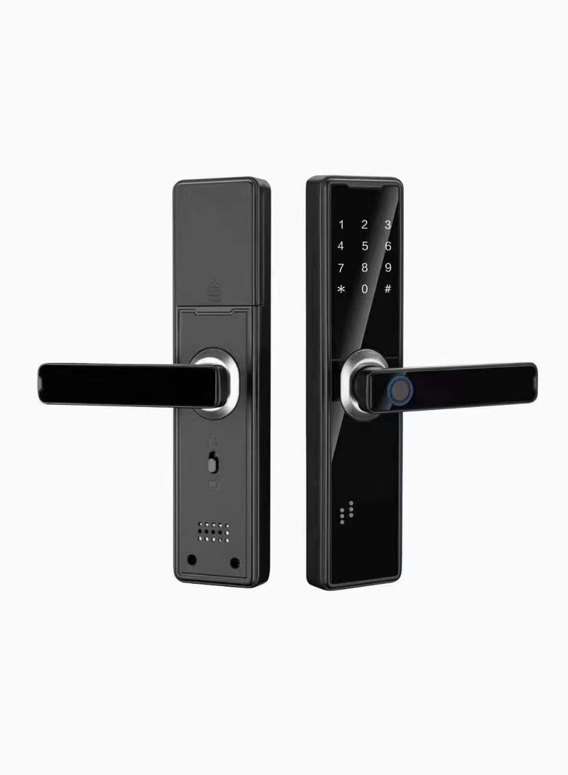 Digital Door Lock Smart Lock Indoor Fingerprint Lock Black Graffiti Bluetooth Version with Lock Body Fingerprint Lock Entry Door Office Room Door Electronic Smart Lock Combination Lock - Image 1