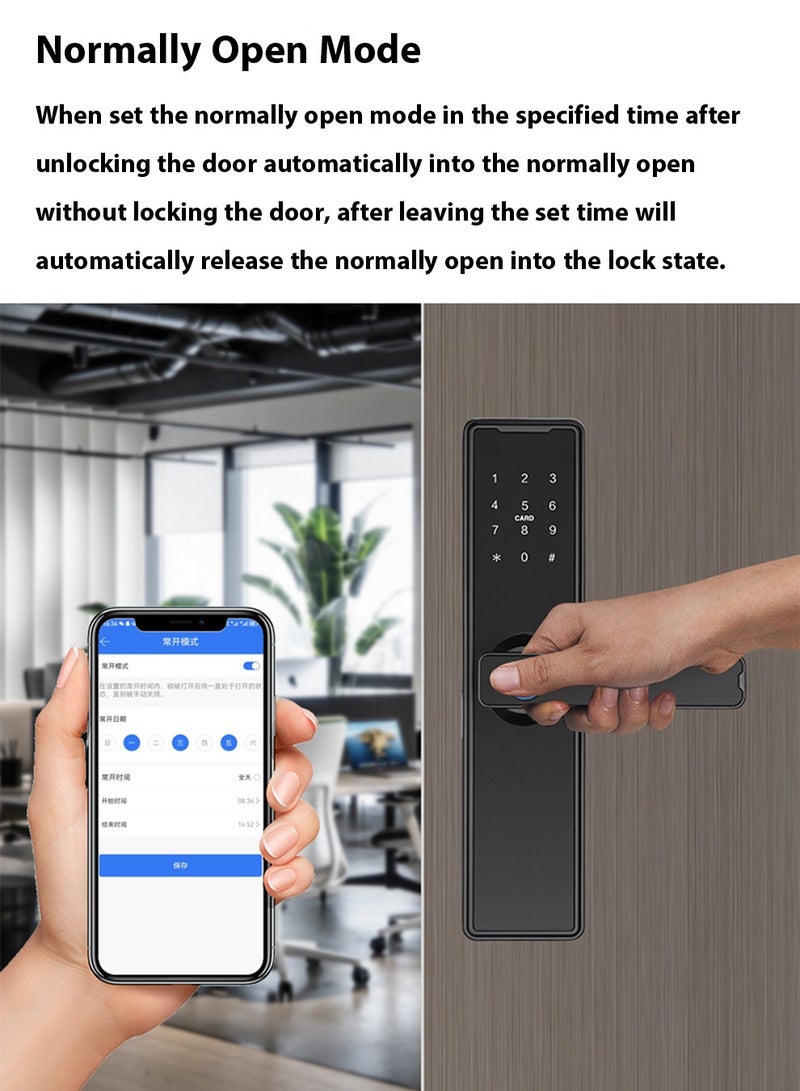 Digital Door Lock Smart Lock Indoor Fingerprint Lock Black Graffiti Bluetooth Version with Lock Body Fingerprint Lock Entry Door Office Room Door Electronic Smart Lock Combination Lock - Image 3