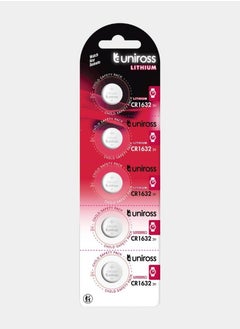 Uniross Uniross CR1632 Lithium Coin Cell Battery 3.0V Pack of 5 Batteries - Equivalent to BR1632, DL1632, ECR1632 Model# U5CR1632 