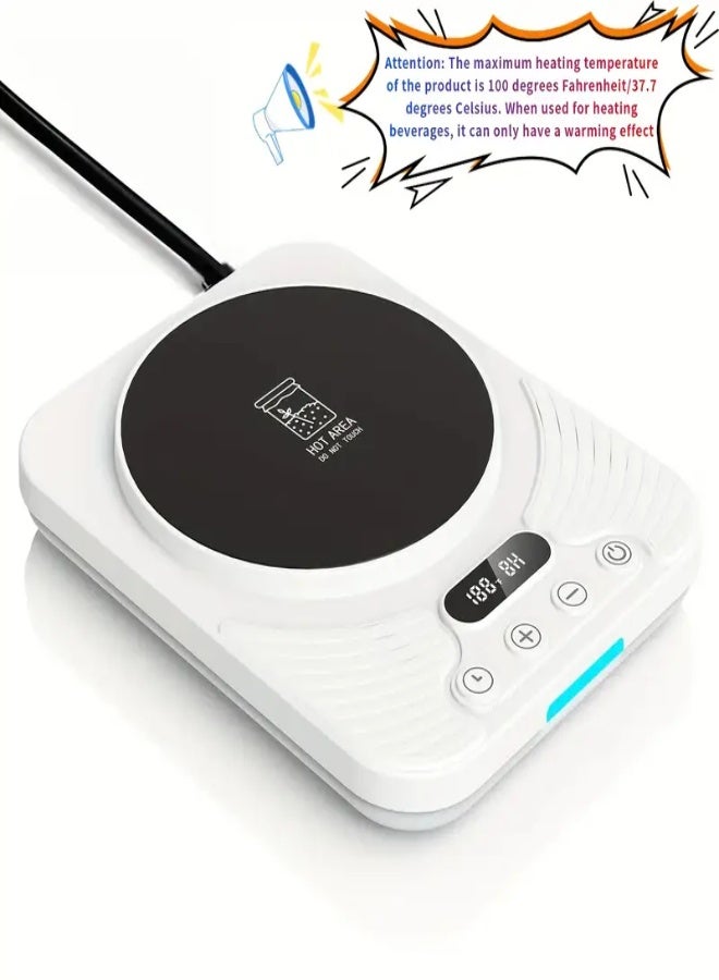 ارواق سخان تخمير مطور - وسادة تسخين قهوة مكتبية، وسادة تسخين العجين المخمر للتحكم الدقيق في درجة الحرارة، تشغيل/إيقاف التسخين التلقائي، سخان العجين المخمر مؤقت لمدة 12 ساعة، مع قابس USB (أقصى درجة حرارة 100 درجة فهرنهايت/37.7 درجة مئوية) - أبيض - Image 1
