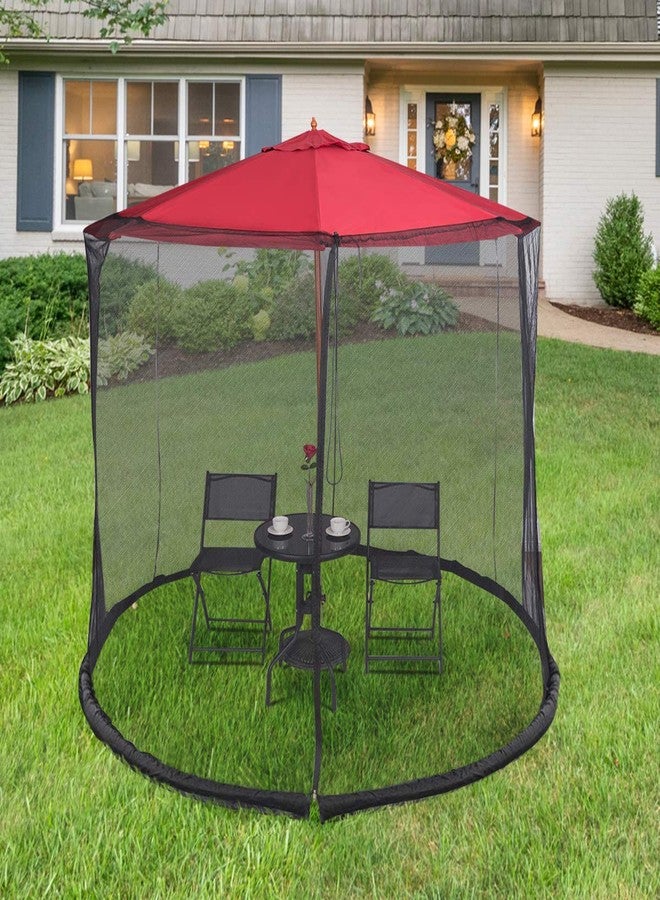 TANGKULA 9/10FT Patio Umbrella Screen, with Zipper Door and Polyester Mesh Netting, Height and Diameter Adjustable, Suitable for Outdoor Patio Camping Umbrella - Image 3
