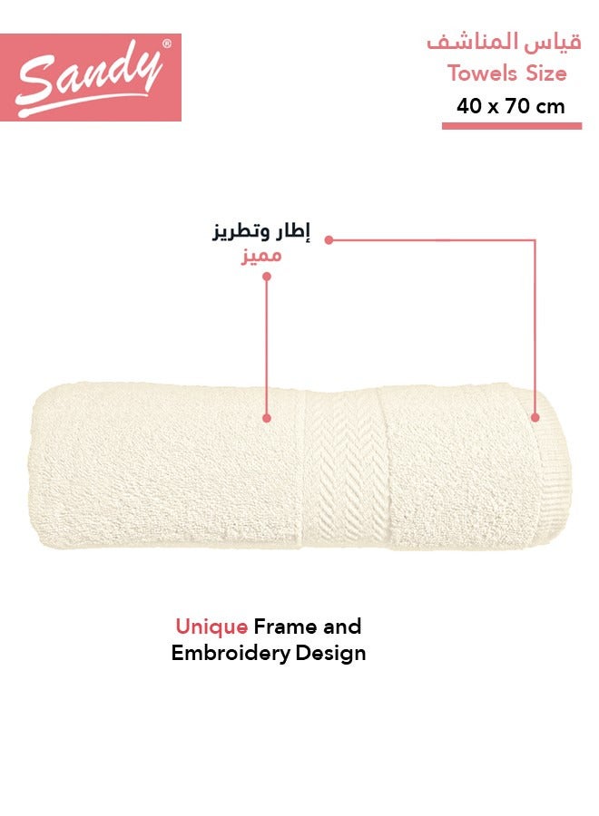 ساندي طقم مناشف يد فاخرة بجودة الفنادق قطن 100% صنعت في مصر - 600 غرام لكل متر مربع، ناعمة وسريعة الجفاف وعالية الامتصاص (4 قطع - 40 × 70 سم), سكري - Image 2