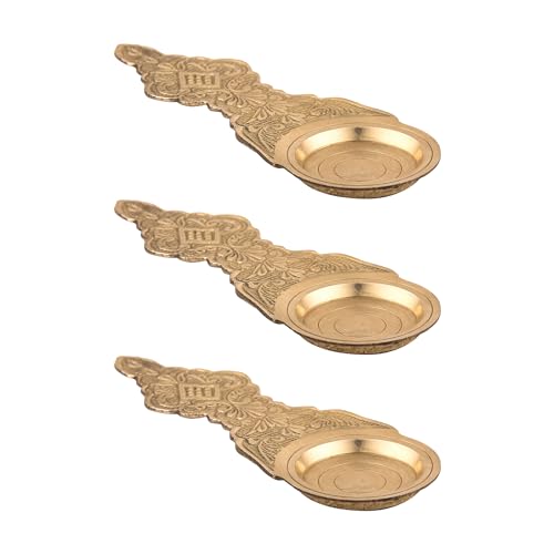 DOKCHAN Brass Embossed Kapoor aarti/Kapoor dani Brass/Kapoor Burner/Golden Color Kapoor Holder with Handle for Pooja, aarti (5.5 in, 1.00) - Image 1