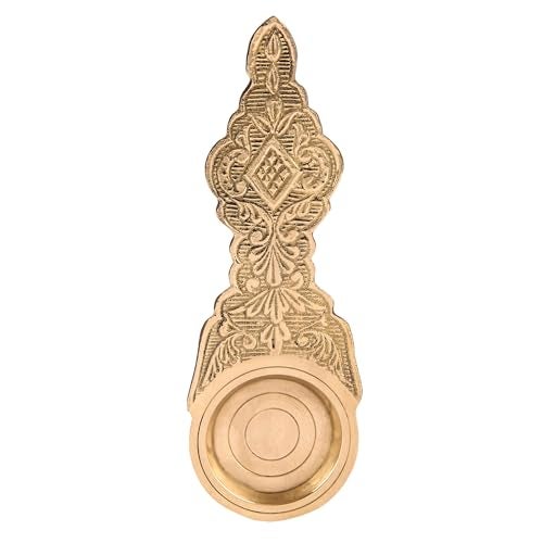 DOKCHAN Brass Embossed Kapoor aarti/Kapoor dani Brass/Kapoor Burner/Golden Color Kapoor Holder with Handle for Pooja, aarti (5.5 in, 1.00) - Image 3