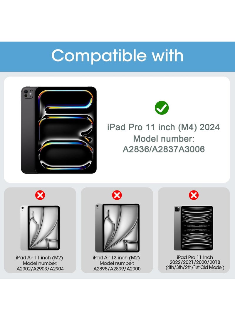 Rock Pow Cover Case For iPad Pro 11 Inch Case M4 2024 (5th Generation)  A2836, A2837 with Pencil Holder Smart iPad Case [Support Pencil Pro and Pencil (USB-C)] Support Touch ID and Auto Wake/Sleep  - Image 2
