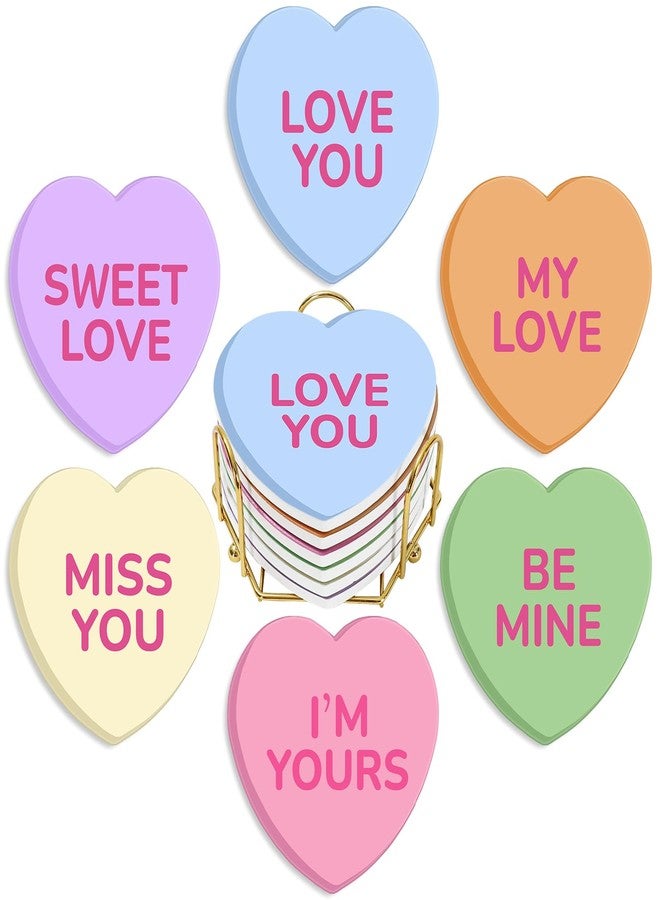 وولاين مجموعة قواعد أكواب سيراميك من والين، 6 قطع، لعيد الحب، قواعد أكواب على شكل قلوب محادثة مع حامل ذهبي، قواعد أكواب ملونة ماصة لحماية الطاولة، هدايا مثالية لأعياد الميلاد وحفلات الانتقال إلى منزل جديد، ديكور منزلي - Image 1