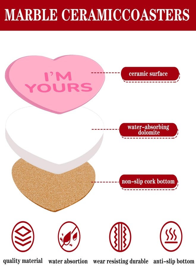 وولاين مجموعة قواعد أكواب سيراميك من والين، 6 قطع، لعيد الحب، قواعد أكواب على شكل قلوب محادثة مع حامل ذهبي، قواعد أكواب ملونة ماصة لحماية الطاولة، هدايا مثالية لأعياد الميلاد وحفلات الانتقال إلى منزل جديد، ديكور منزلي - Image 3