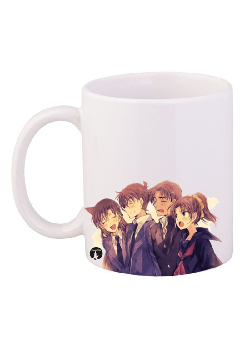 Anime Detective Conan Printed Mug White/Brown/Blue 12ounce