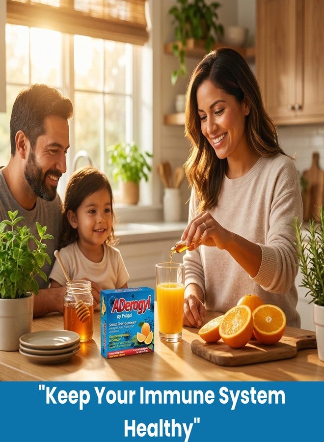 Aderogyl أديروجيل فيتامينات سائلة فموية مع فيتامينات أ، ج، د، هـ، زنك، عسل النحل، بروبوليس، ومستخلصات نباتية - بنكهة برتقال طبيعية - 5 أمبولات مكمل غذائي لدعم المناعة - أمبولات - Image 2