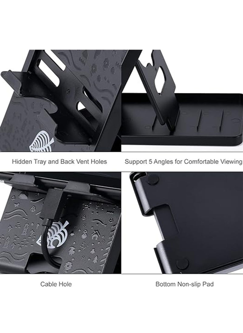 Switch Stand for Nintendo, for Animal Crossing Switch Holder, Adjustable Switch Lite4Compact Portable Foldable Stand for Nintendo Switch Accessories (Black)