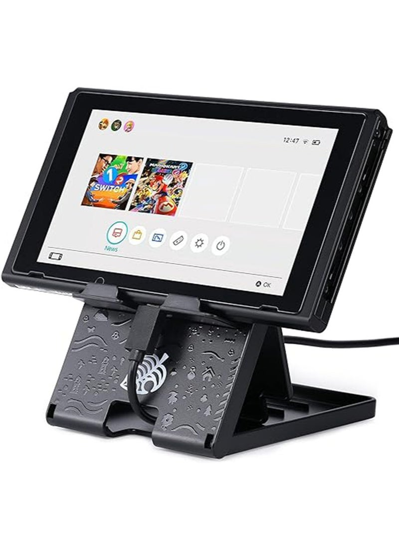 Switch Stand for Nintendo, for Animal Crossing Switch Holder, Adjustable Switch Lite4Compact Portable Foldable Stand for Nintendo Switch Accessories (Black)