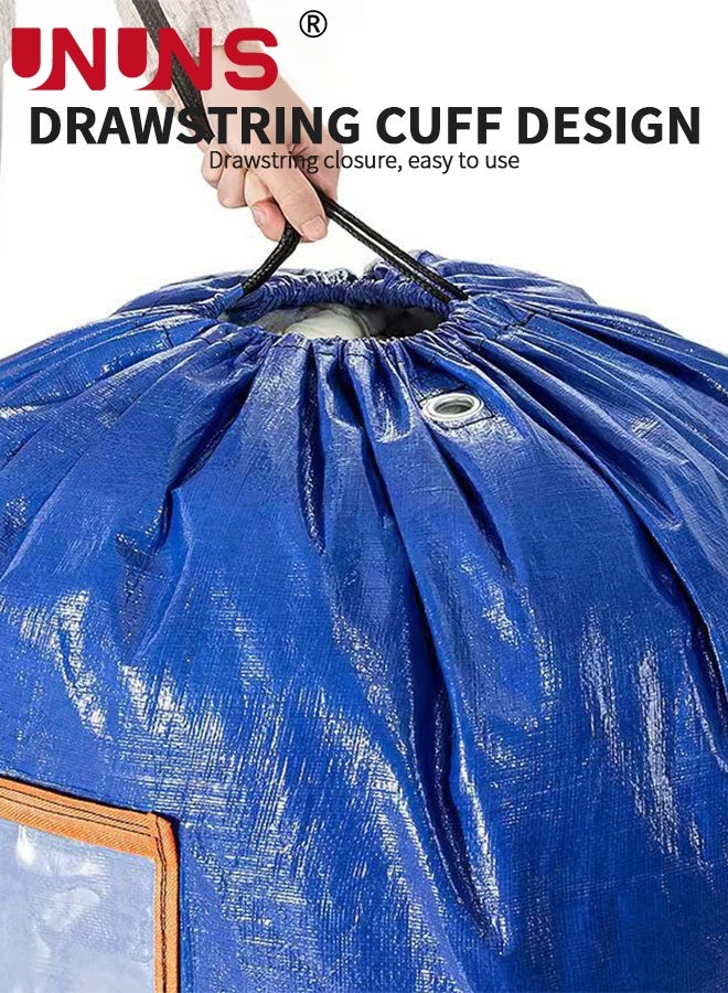 UNUNS Large Capacity Moving Bags,1Pc 250L Waterproof Storage Bins With Drawstring And Visual label for Bedding,Clothes,and More,Ideal for Home Organization and Relocation,50x50x100cm,Black Blue - Image 3