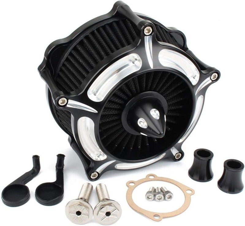 QASULER Black Turbine Spike Air Filter Kit for Harley Motorcycles - Image 3
