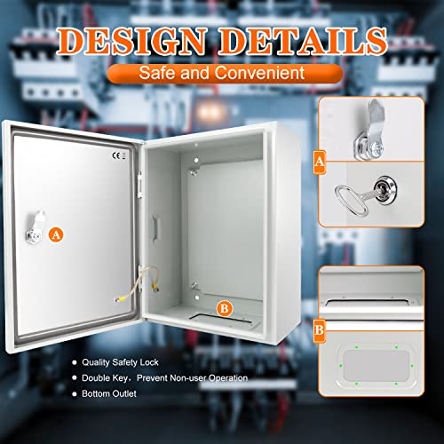 Kinchoix Outdoor Electrical Box 12 x 10 x 6'' NEMA 4X Enclosure Waterproof Steel Box Electrical Lockable Junction Box Outdoor Electrical Enclosure - Image 4
