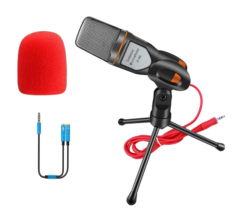 Elinka Computer Microphone,Condenser Microphone,3.5MM Plug and Play Omnidirectional Mic with Desktop Stand for Gaming,YouTube Video,Recording Podcast,Studio,for PC,Laptop,Tablet,Phone - Image 2